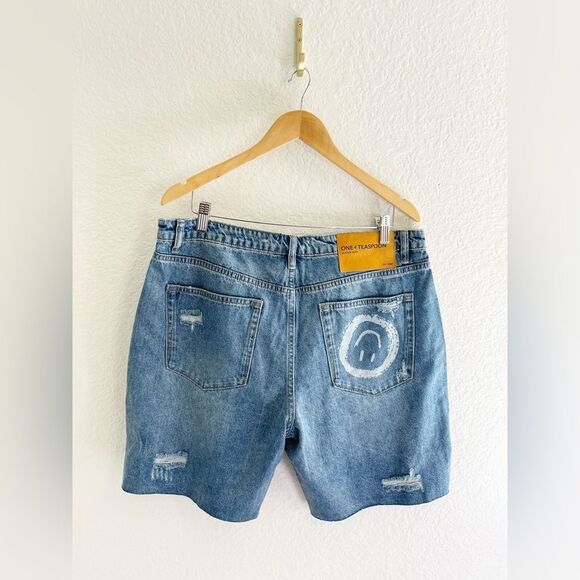 One Teaspoon Free People Jacksons Mid Waist Wide Leg Denim 90’s Shorts 33 NWT - Picture 6 of 13